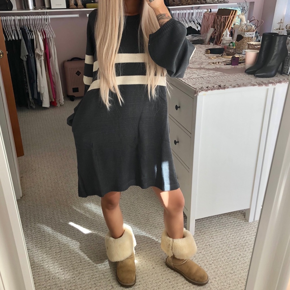 Heavy Knit Varsity Sweater Dress